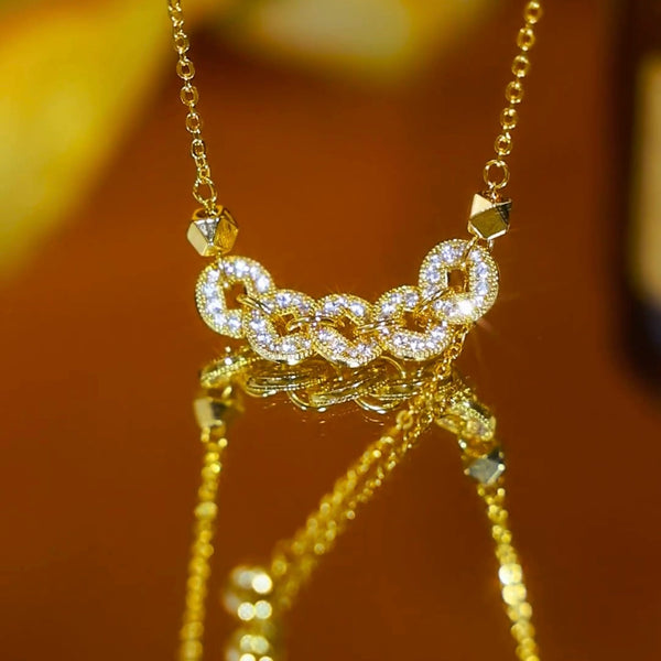 Royal five emperors coin necklace(18k gold plated)