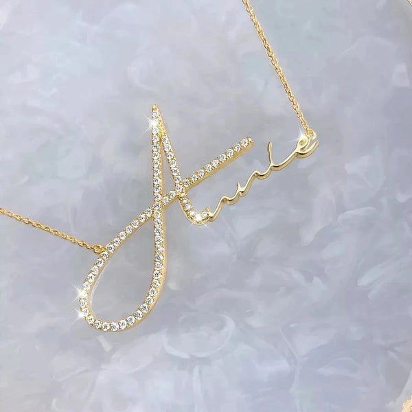 Signature Style Name Necklace With Diamond