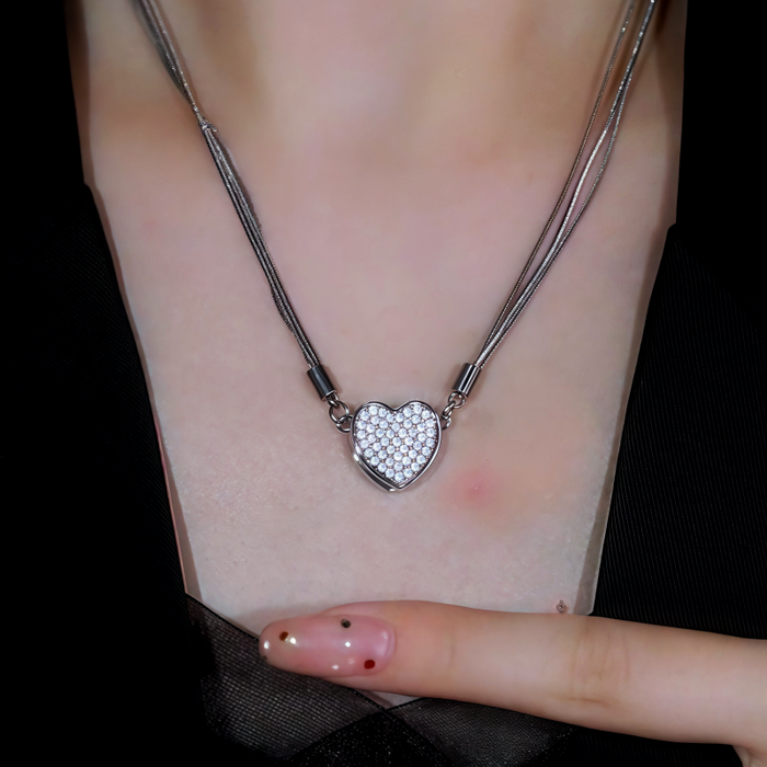 14K Gold-Plated Magnetic Bling Heart Necklaces