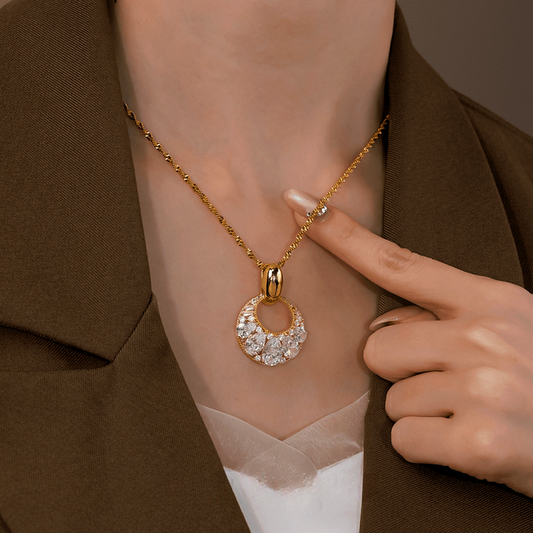 18K Gold-Plated Zircon Peace Pendant Necklace