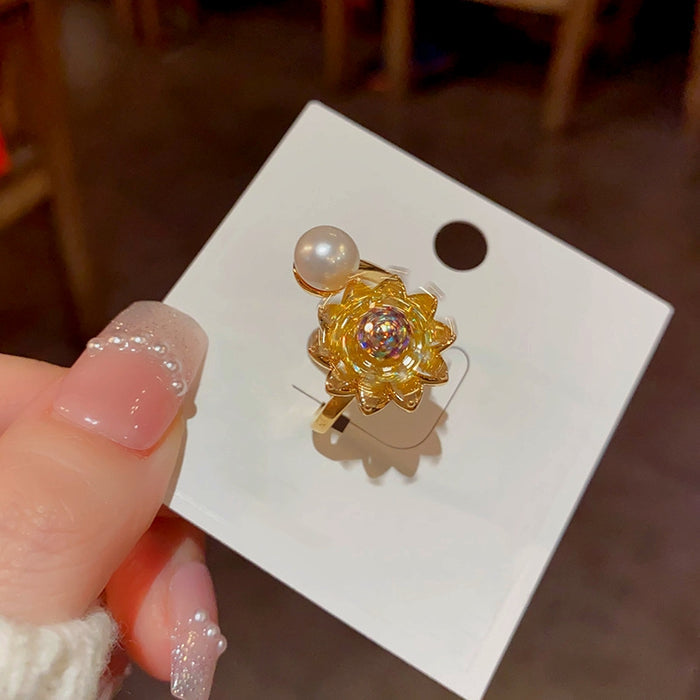 18K Gold Plated Adjustable Rotating Sunflower Rings