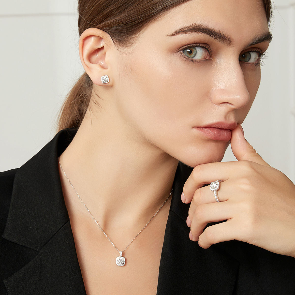 925 Sterling Silver Diamond Earrings