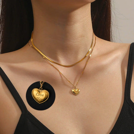 Double layer"I Love You" Necklace(18k gold plated)