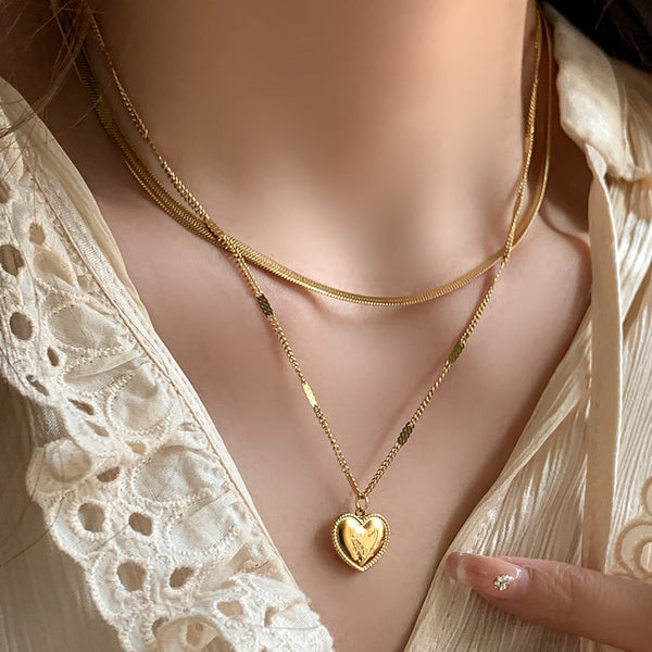 Double layer"I Love You" Necklace(18k gold plated)