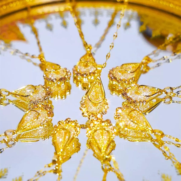 Golden mesh crystal necklace(24k gold plated)