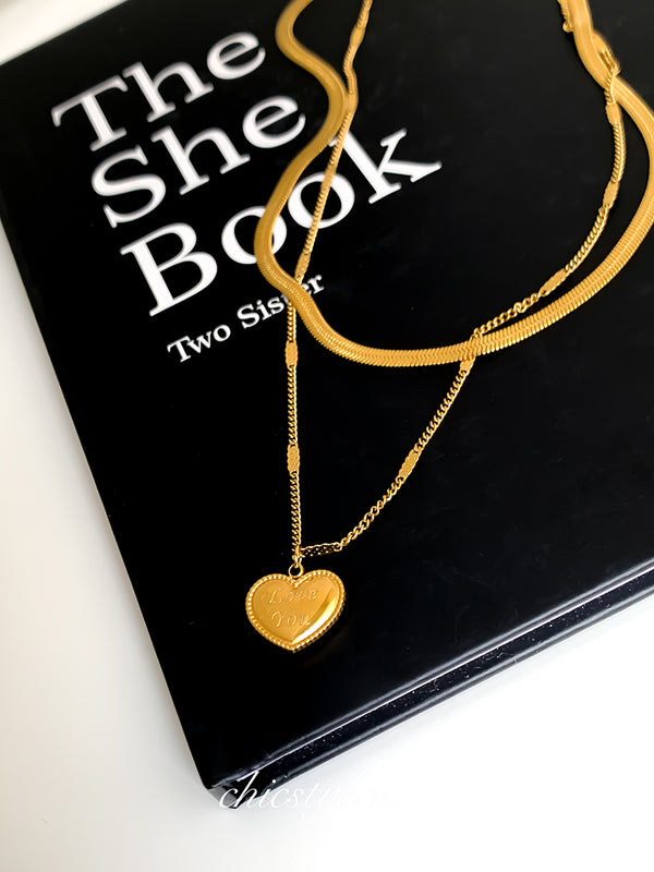 Double layer"I Love You" Necklace(18k gold plated)