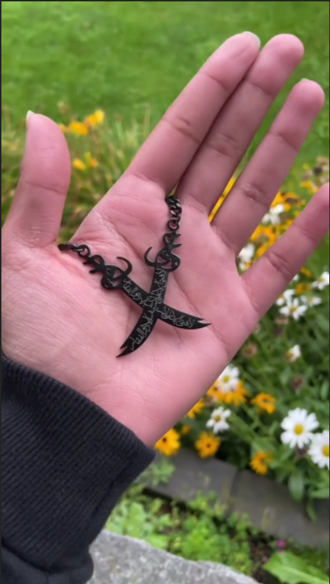 Double Zulfiqar Sword Necklace