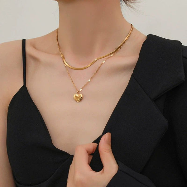Double layer"I Love You" Necklace(18k gold plated)