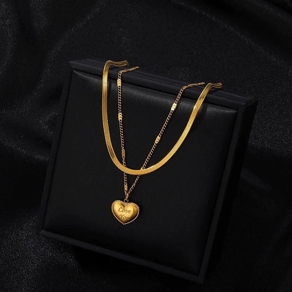 Double layer"I Love You" Necklace(18k gold plated)