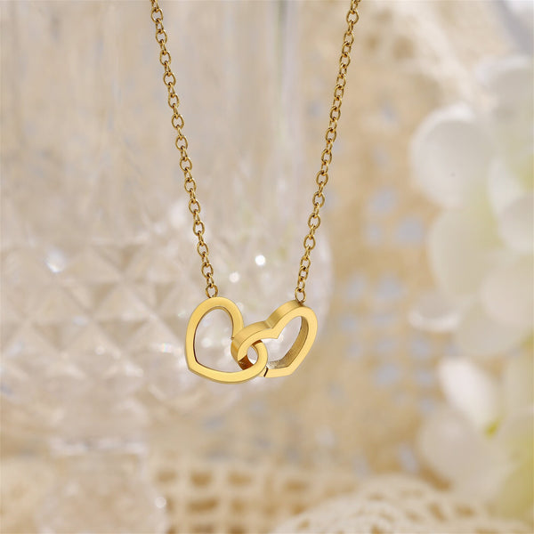 18K Gold Plated Twin Hearts Unity Pendant