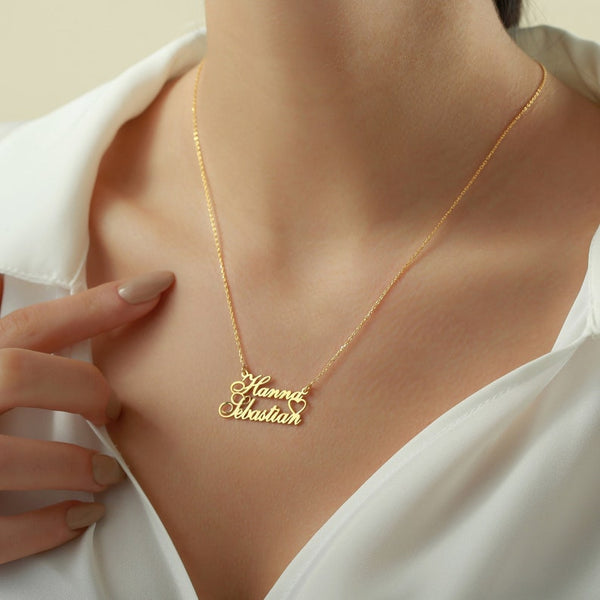 Two Name Necklace with Heart